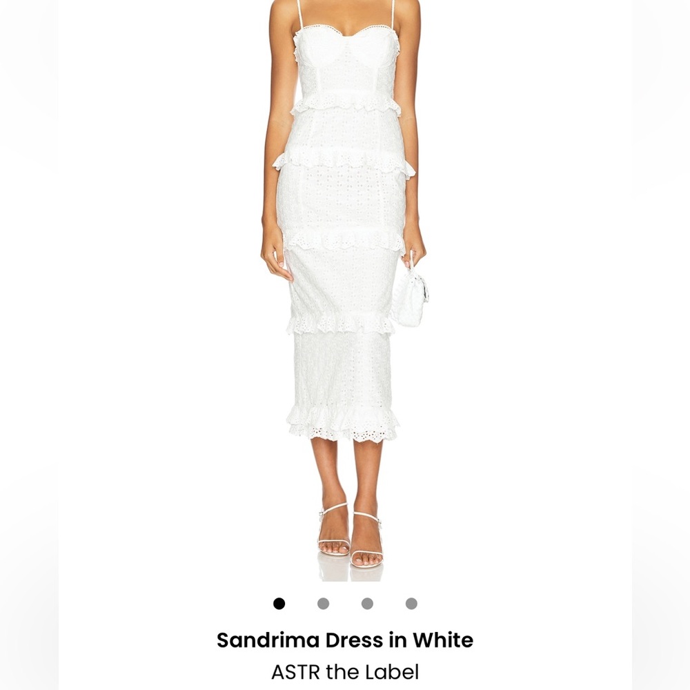 ASTR Sandrima White Lace Midi Dress